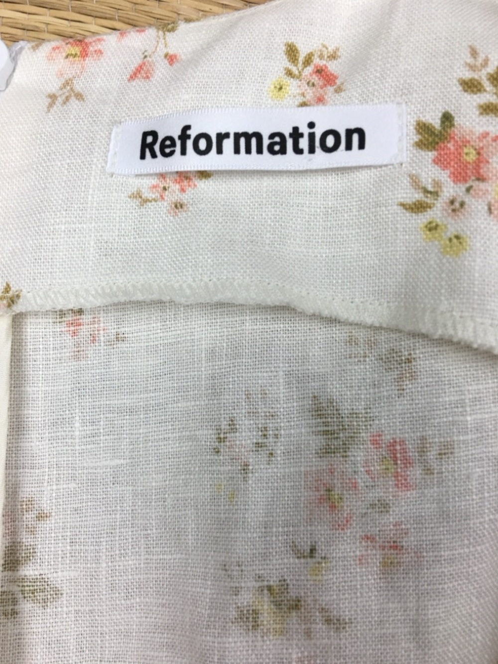 REFORMATION Gina Linen Mini Dress Mildred Floral Size 2 Cottagecore Puff Sleeve - Picture 13 of 13